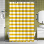 Horizontal Stripes - White and Deep Lemon Yellow Shower Curtain 48  x 72  (Small)