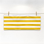 Horizontal Stripes - White and Deep Lemon Yellow Hand Towel