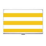 Horizontal Stripes - White and Deep Lemon Yellow Business Card Holder