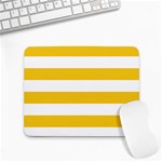 Horizontal Stripes - White and Deep Lemon Yellow Small Mousepad