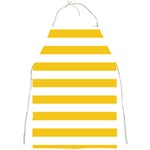 Horizontal Stripes - White and Deep Lemon Yellow Full Print Apron