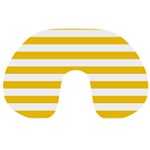 Horizontal Stripes - White and Deep Lemon Yellow Travel Neck Pillow