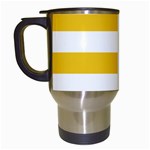 Horizontal Stripes - White and Deep Lemon Yellow Travel Mug (White)