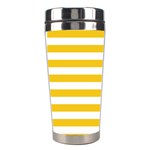 Horizontal Stripes - White and Deep Lemon Yellow Stainless Steel Travel Tumbler