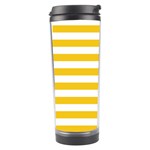 Horizontal Stripes - White and Deep Lemon Yellow Travel Tumbler