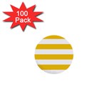 Horizontal Stripes - White and Deep Lemon Yellow 1  Mini Button (100 pack)