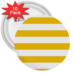 Horizontal Stripes - White and Deep Lemon Yellow 3  Button (10 pack)