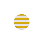 Horizontal Stripes - White and Deep Lemon Yellow 1  Mini Magnet
