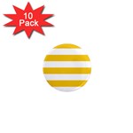 Horizontal Stripes - White and Deep Lemon Yellow 1  Mini Magnet (10 pack)