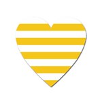 Horizontal Stripes - White and Deep Lemon Yellow Magnet (Heart)