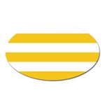 Horizontal Stripes - White and Deep Lemon Yellow Magnet (Oval)