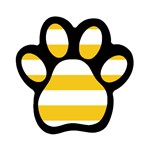 Horizontal Stripes - White and Deep Lemon Yellow Magnet (Paw Print)