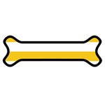 Horizontal Stripes - White and Deep Lemon Yellow Magnet (Dog Bone)