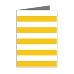 Horizontal Stripes - White and Deep Lemon Yellow Mini Greeting Card