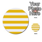 Horizontal Stripes - White and Deep Lemon Yellow Multi-purpose Cards (Round)