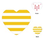 Horizontal Stripes - White and Deep Lemon Yellow Playing Cards (Heart)