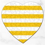 Horizontal Stripes - White and Deep Lemon Yellow Jigsaw Puzzle (Heart)