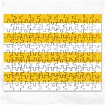 Horizontal Stripes - White and Deep Lemon Yellow Jigsaw Puzzle (Rectangular)