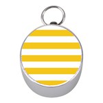 Horizontal Stripes - White and Deep Lemon Yellow Silver Compass (Mini)