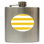 Horizontal Stripes - White and Deep Lemon Yellow Hip Flask (6 oz)