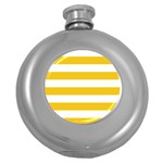 Horizontal Stripes - White and Deep Lemon Yellow Hip Flask (5 oz)