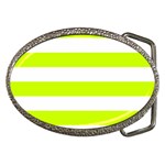 Horizontal Stripes - White and Fluorescent Yellow Belt Buckle