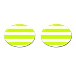 Horizontal Stripes - White and Fluorescent Yellow Cufflinks (Oval)
