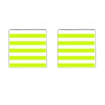 Horizontal Stripes - White and Fluorescent Yellow Cufflinks (Square)