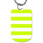 Horizontal Stripes - White and Fluorescent Yellow Dog Tag (Two Sides)