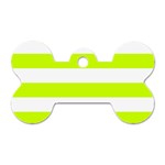 Horizontal Stripes - White and Fluorescent Yellow Dog Tag Bone (Two Sides)