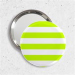 Horizontal Stripes - White and Fluorescent Yellow 2.25  Handbag Mirror