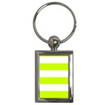 Horizontal Stripes - White and Fluorescent Yellow Key Chain (Rectangle)
