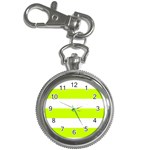 Horizontal Stripes - White and Fluorescent Yellow Key Chain Watch