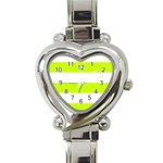 Horizontal Stripes - White and Fluorescent Yellow Heart Italian Charm Watch