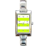 Horizontal Stripes - White and Fluorescent Yellow Rectangle Italian Charm Watch
