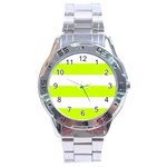 Horizontal Stripes - White and Fluorescent Yellow Stainless Steel Analogue Watch