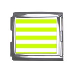 Horizontal Stripes - White and Fluorescent Yellow Mega Link Italian Charm (18mm)