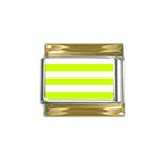 Horizontal Stripes - White and Fluorescent Yellow Gold Trim Italian Charm (9mm)