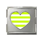 Horizontal Stripes - White and Fluorescent Yellow Mega Link Heart Italian Charm (18mm)