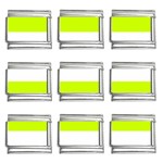 Horizontal Stripes - White and Fluorescent Yellow 9mm Italian Charm (9 pack)