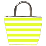 Horizontal Stripes - White and Fluorescent Yellow Bucket Bag