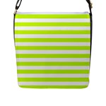 Horizontal Stripes - White and Fluorescent Yellow Flap Closure Messenger Bag (L)