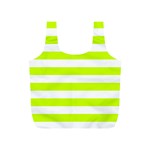 Horizontal Stripes - White and Fluorescent Yellow Full Print Recycle Bag (S)