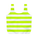 Horizontal Stripes - White and Fluorescent Yellow Full Print Recycle Bag (M)