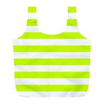 Horizontal Stripes - White and Fluorescent Yellow Full Print Recycle Bag (L)