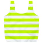 Horizontal Stripes - White and Fluorescent Yellow Full Print Recycle Bag (XL)