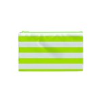 Horizontal Stripes - White and Fluorescent Yellow Canvas Cosmetic Bag (XS)