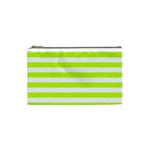 Horizontal Stripes - White and Fluorescent Yellow Cosmetic Bag (S)