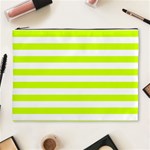 Horizontal Stripes - White and Fluorescent Yellow Cosmetic Bag (XL)