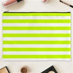 Horizontal Stripes - White and Fluorescent Yellow Cosmetic Bag (XXXL)